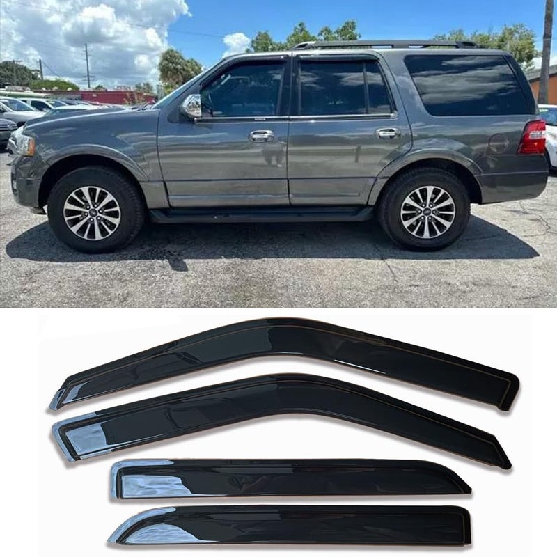 Darodcar Tape on Car Side Window Visors Vent Window Shade Fit 97-17 Ford Expedition, Sun Rain Guards Wind Deflectors 94233, 4-Piece Set - Image 2